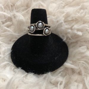 Like New Pandora Three Wishes Pearl Ring Size 7